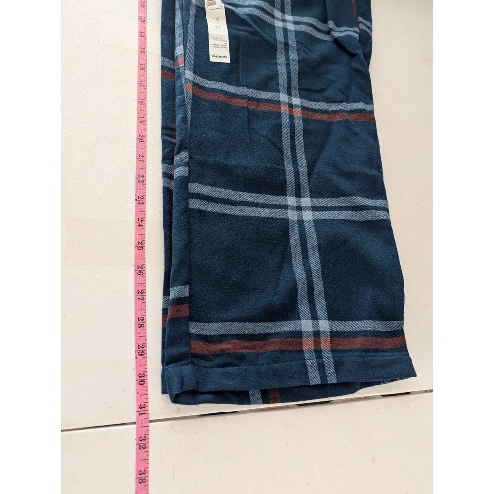 Sonoma Men XL Blue Plaid Flannel Pajama Bottoms Essential Sleep Pants LS44P100RR